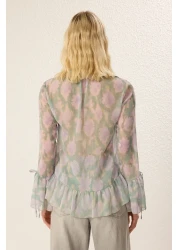  Collection Colorful Ruffle Detailed Tie up Shirt - Twoss25Go00090