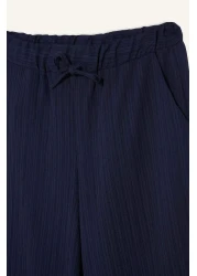 Defacto Relax Fit 2'Li Set Seersucker Textured Long Sleeve Kimono Pants F4095Ax25Sm