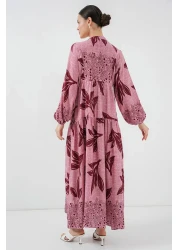 Bigdart 2423 Authentic Patterned Hijab Dress - Y.Dried Rose