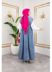 HARMAN BUTİK جينز أزرق بأزرار على شكل حرف V للسيدات