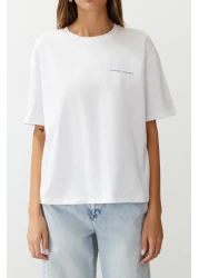  Collection White Premium 100% Cotton Printed Relaxed/Comfortable Fit Knitted T-Shirt TWOSS24TS00172