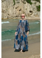 LOCCO Women's Piece Patterned Dress Navy Blue