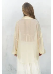 BOHEMAİ قميص ليرا أصفر كبير الحجم