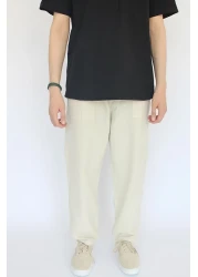 nobility jean بنطلون كتان صيفي مريح للجنسين مع خصر مرن من القطن برباط رائع