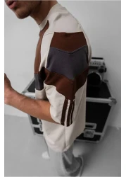 SENTİNEL WEAR ريال ماد. تي شيرت بني كبير الحجم مطرز