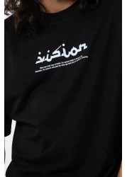 Sekizbiraltı تيشيرت أسود فاخر مقاس كبير مطبوع عليه رؤية 24/1