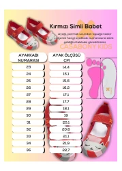 Casabony حذاء رياضي باليه للفتيات باللون الأحمر اللامع مقاس: 27