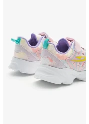 Tonny Black حذاء رياضي للأطفال باللون الرمادي ونعل فايلون منقوش بأربطة مطاطية وشريط فيلكرو