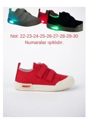 McDark أحذية رياضية لتقويم العظام مضاءة من الكتان الأحمر للأطفال