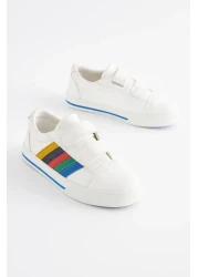 Next Baby حذاء للأولاد باللون الأبيض بألوان قوس قزح وشريط ملمس سريع ونعل لتقويم العظام