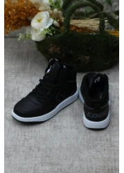 fort حذاء Adel للأطفال ذو الرقبة العالية باللون الأسود - نعل غير قابل للانزلاق ومريح