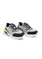 kids A more حذاء رياضي أسود للأولاد - شبكة وولف إير وجلد نباتي