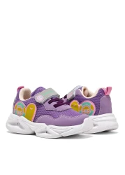 Tonny Black حذاء فيلكرو أسود مضاء للأطفال من الجنسين باللون الأرجواني السلمون توني