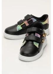 Liger Girl's Sports Shoes with Velcro Accessories Black