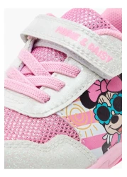 DİSNEY حذاء رياضي مضيء مطبوع عليه ميني وديزي مع قفل بخطاف وحلقة