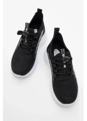 CCWAY AYAKKABI Knitwear Children's Sports Shoes 26-30 Black White