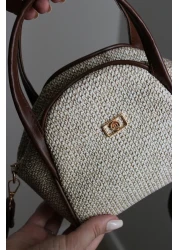 Mimoza Women's Straw Textured Shoulder and Hand Bag, Summer, Daily Use, Gift