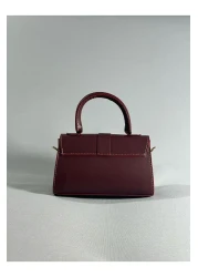 RumyaCollection Women's Mini Cross Strap Buckle Closure Hand and Shoulder Bag Burgundy