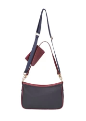 U.S. Polo Assn. حقيبة كتف نسائية باللون الأحمر الداكن والأزرق الداكن - US24738