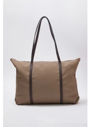  Shoes Dark Beige Zipper Women Maxi Tote Shoulder Bag Takss25Oc00026