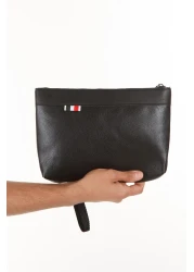 CERFF LEATHER CLUP Vegan Leather Handbag Black Wrist Strap Bag