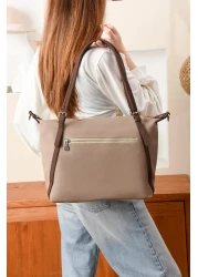 Just Polo حقيبة يد وكتف نسائية من قماش لاكوست كبيرة الحجم باللون البني الرملي P346037MH