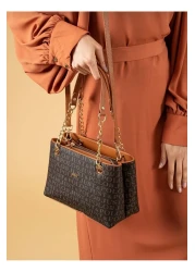 Just Polo Justpolo Women's Brown Chain Shoulder Bag - Adjustable Long Strap Tm2181