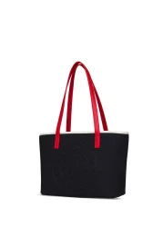 U.S. Polo Assn. حقيبة كتف نسائية باللون الأزرق الداكن والأبيض والأحمر US24732