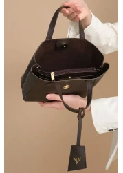 Garbalia Sofia Magnetized Brown Shoulder Bag - Large Zipper and Small Size