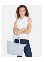 Tommy Hilfiger Leather Brand Logo Blue Shoulder Bag - Daily Use, Zippered AW0AW15983-C1O