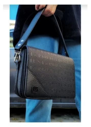 Just Polo Women's Embossed Just & Polo Patterned Zipper Closure Shoulder and Hand Bag