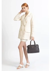 Armine 172 حقيبة يد نسائية مطبوعة، حقيبة كتف بنية مطبوعة