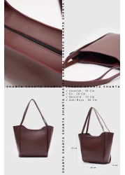 Shanta Claret Red C04 Single Compartment Zipper Closure Faux Leather Daily Women's Hand and Shoulder Bag U:30 E:28 W:13