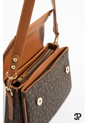 Just Polo حقيبة كتف نسائية أصلية فاخرة من الجلد الناعم مكونة من 4 أقسام وحزام عمودي متقاطع قابل للتعديل