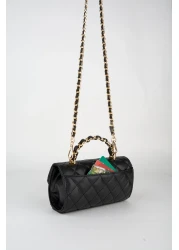 Vivaq حقيبة يد نسائية سوداء مبطنة صغيرة الحجم مزودة بحزام إغلاق بالإطباق وحقيبة كتف