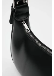 Shule Bags Muse Black Oval Baguette Bag