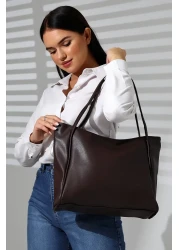 Bagzone Big Size Soft Leather and Linen Bag Model