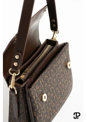 Just Polo حقيبة كتف نسائية أصلية فاخرة من الجلد الناعم مكونة من 4 أقسام وحزام عمودي متقاطع قابل للتعديل