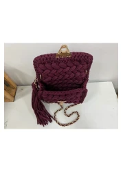 CHQEL Women's Peanut Model Handmade Crochet Combed Cotton Thread Bag & Hand, Shoulder and Crossbody Luxury Bag