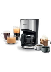 Kenwood Coffee Machine Up To 12 Cup Coffee Maker for Drip Coffee and Americano 900W 40 Min Auto Shut Off, Reusable Filter, Anti Drip Feature, Warming Plate and Easy to Clean CMM10.000BM Black/Silver