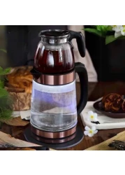 غلاية كهربائية مع وعاء لتحضير الشاي، 1.7 لتر من الفولاذ المقاوم للصدأ، غليان سريع، خالية من مادة BPA