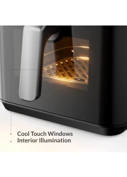 Feller Germany Air Fryer 1800 W, Large 7L Cap., Xcyclone-Tech, 4x Non-Stick Ceramic Coating, 10 Cooking Functions, Cool-Touch+Interior Lightning, AFR700, 2Y Guarantee - UAE Version (Black)