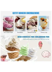 Ice Cream Machine Small Children's,Sorbet Ice Cream Makers for Home,Simple One Push Operation Soft Serve ice Cream Mixture Machine for DIY Kitchen Fast