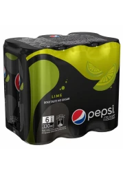 بيبسي زيرو كولا بنكهة الليمون علب مشروب بحجم 330 ملل حزمة من 6
