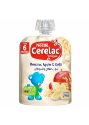 Nestle Cerelac Fruits Puree Pouch, Banana, Apple, Oat, from 6 Months, 90g