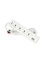Elexon 4-Way Power Extension Socket With USB Port 13A El-903S White 2m