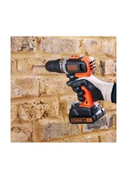 بلاك أند ديكر مثقاب مطرقي بسرعتين بقدرة 18 فولط مع بطاريتين وصندوق أدوات - أسود