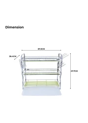 Life Smile Stainless Steel Dish Rack - 3 Tier with Utensils and Glass Holder Long Lasting and Durable
