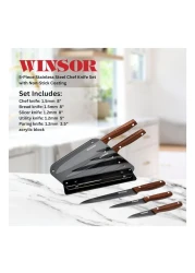 Winsor Stainless Steel Chef Knife Block Set 5 PCS