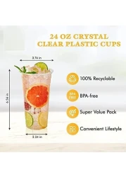 Vsell24&trade; 50PC Disposable Drinking Plastic Cup 12oz For Smoothie Coffee Water Juice Cups With Flat Lid Clear&hellip;